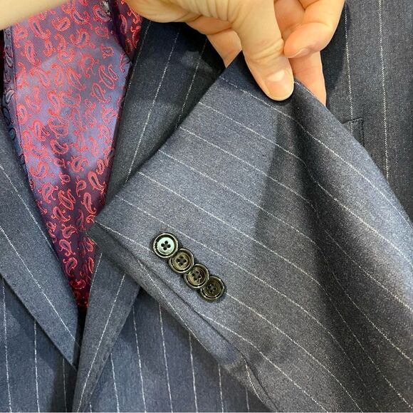 Men's Navy Pinstripe Blazer - Picture 13 of 13
